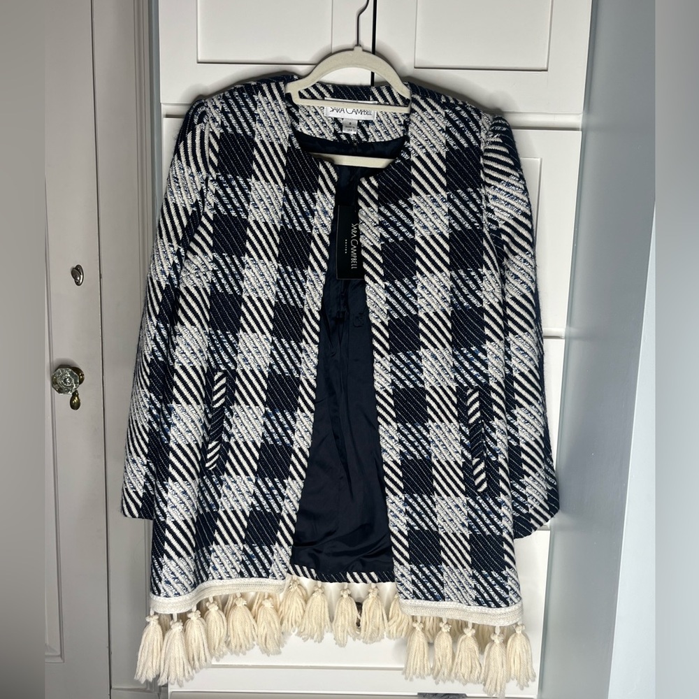 NWT Sara Campbell Checkered Coat | Size 8